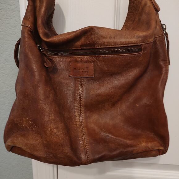 Bull And Hunt 0370 Heritage Distressed Brown Soft Leather Hobo Boho Shoulder Bag - Picture 2 of 16